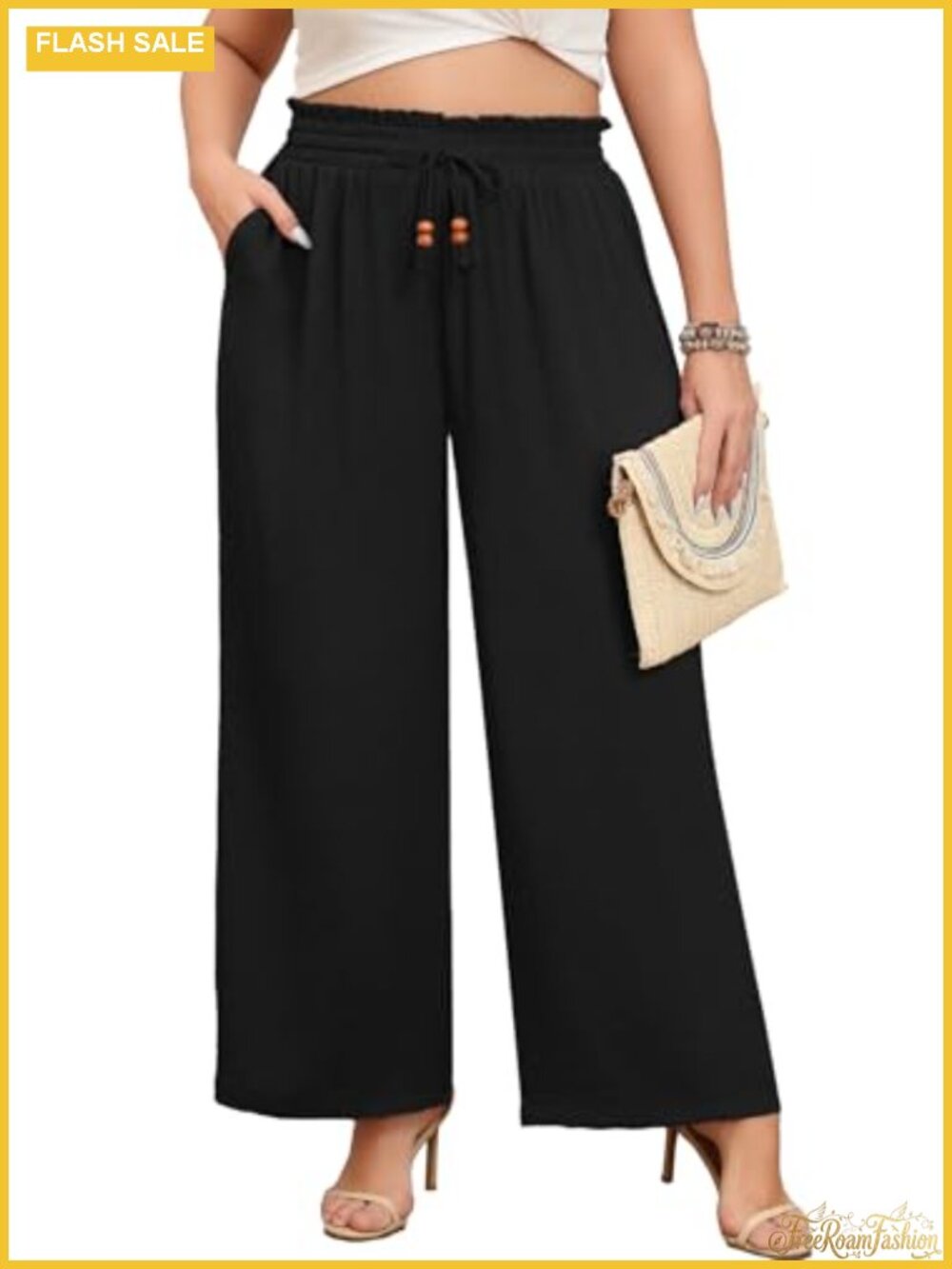 Plus Size Wide Leg Palazzo Lounge Pants for Women, Elastic High Waist